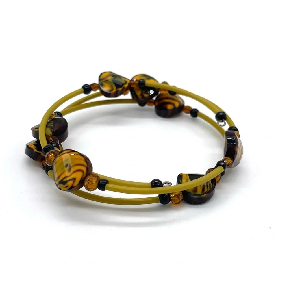 Amber and Tigers Eye Coiled Bracelet